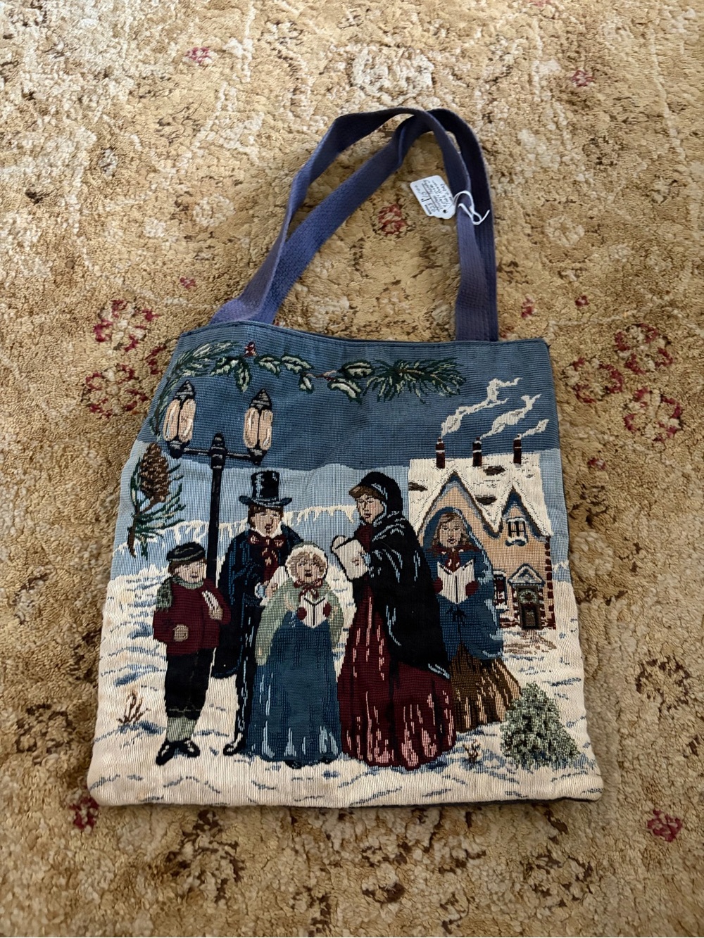 Vintage NWT Tapestry Carolers Shoulder Bag in NAVY and Cream great giftChristmas